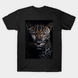 Mystical Black Leopard Gaze T-Shirt